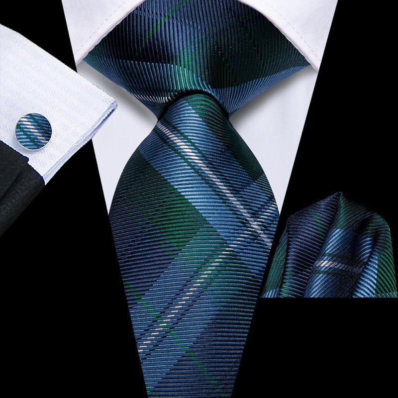 Dubulle Mens Paisley Striped Tie and Handkerchief Cufflinks Tie Set for Men Wedding Business Formal - Image 2